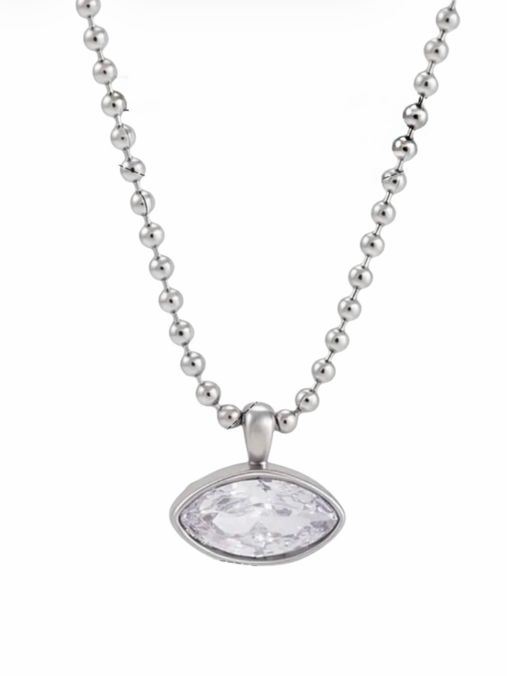 Marquise Crystal Pendant Ball Chain Necklace NWT Gold Plated